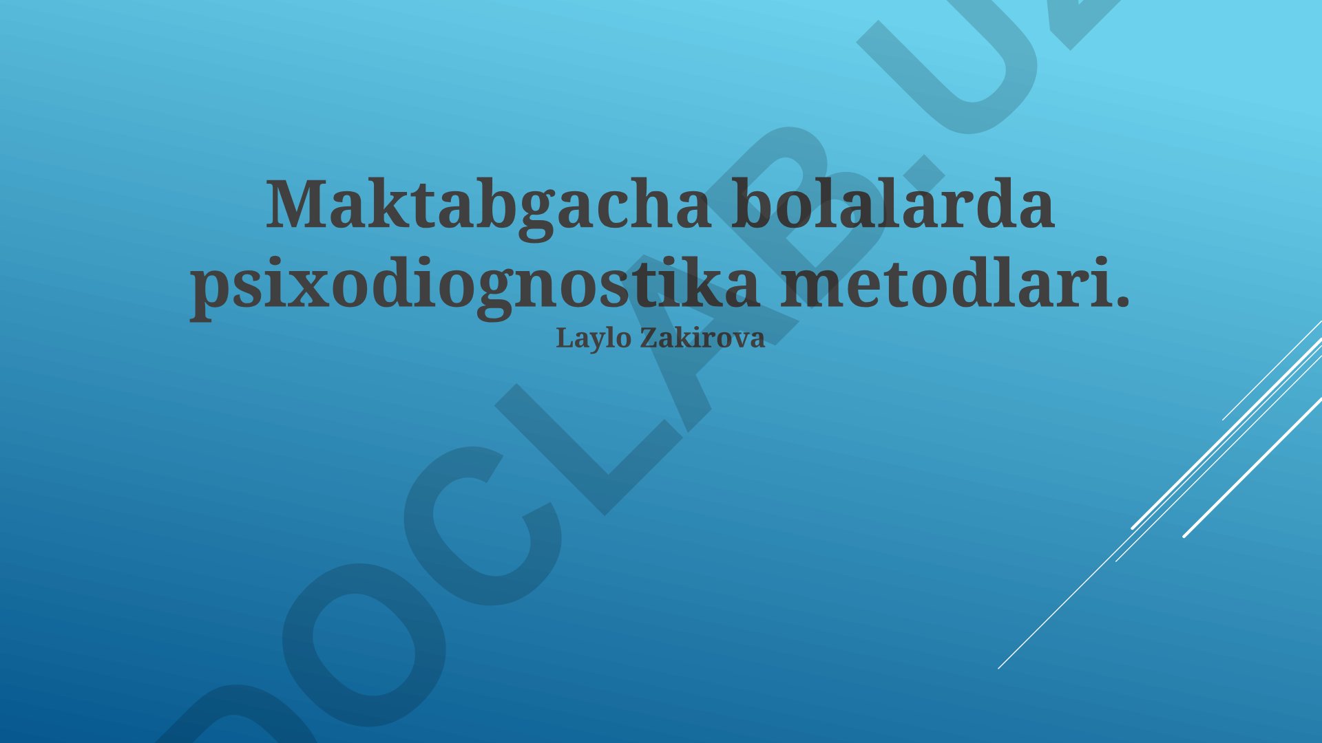 Maktabgacha bolalarda psixodiagnostika metodlari
