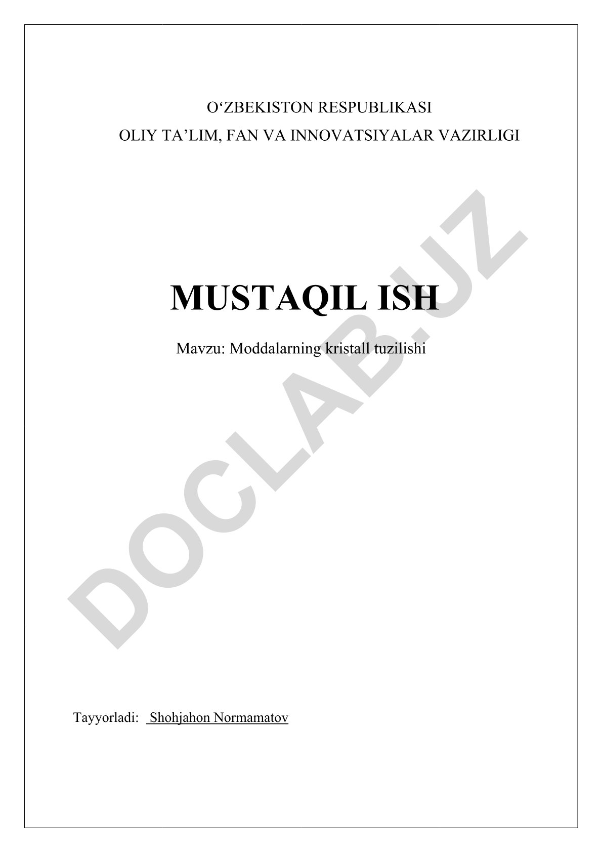 Moddalarning kristall tuzilishi