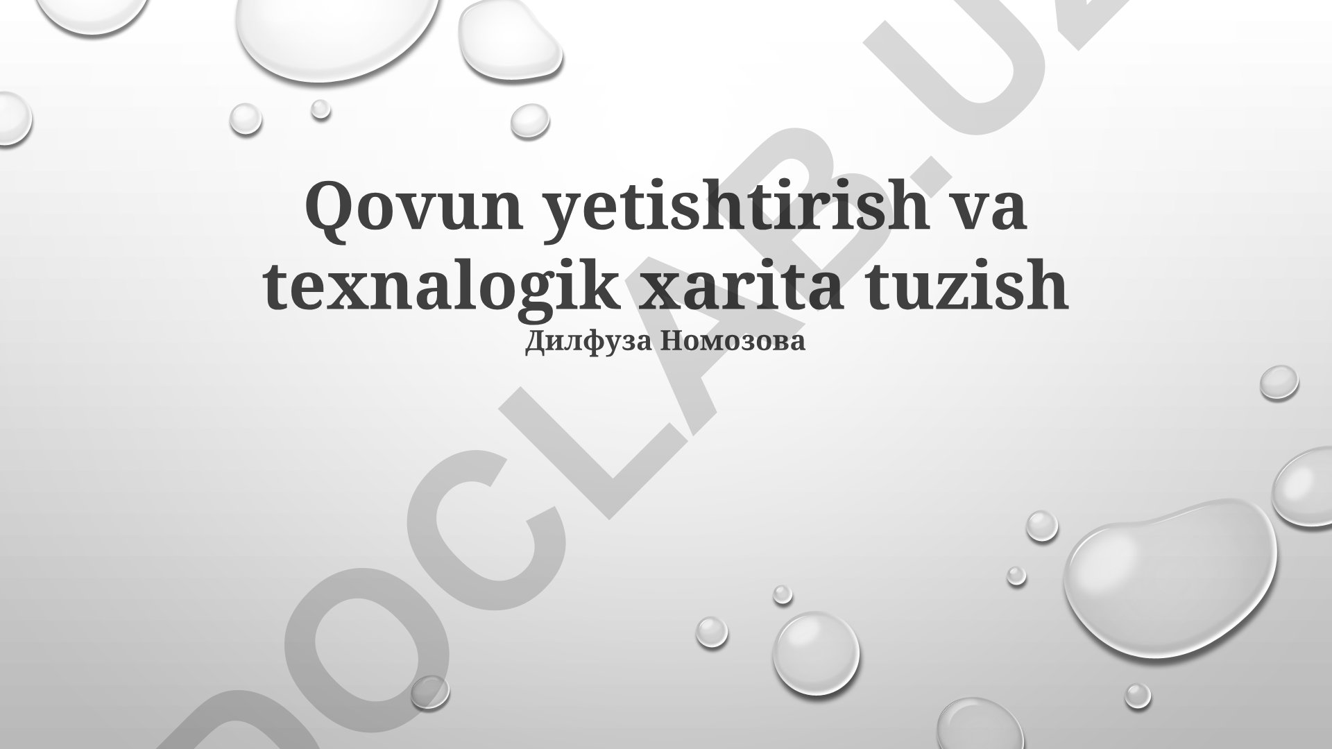 Qovun yetishtirish va texnologik xarita tuzish