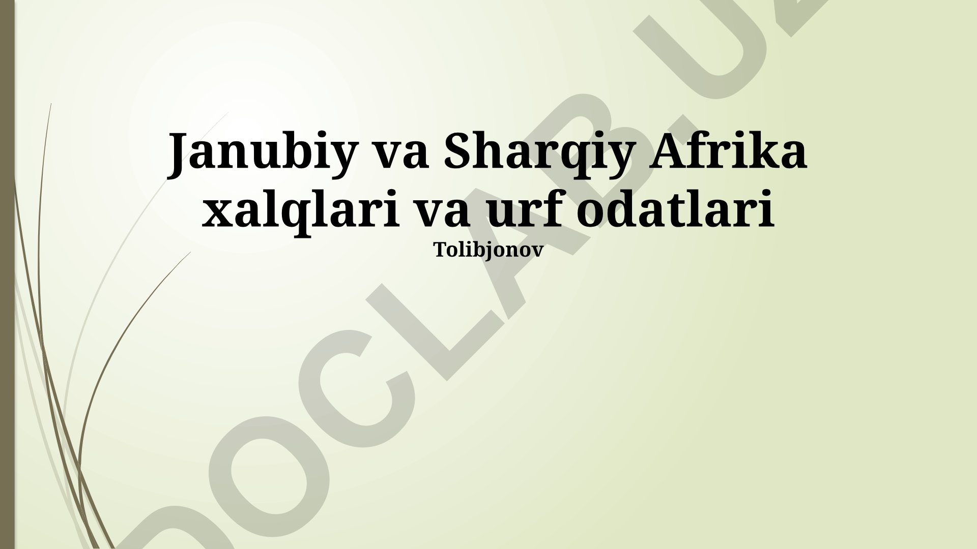 Janubiy va Sharqiy Afrika xalqlari va urf-odatlari