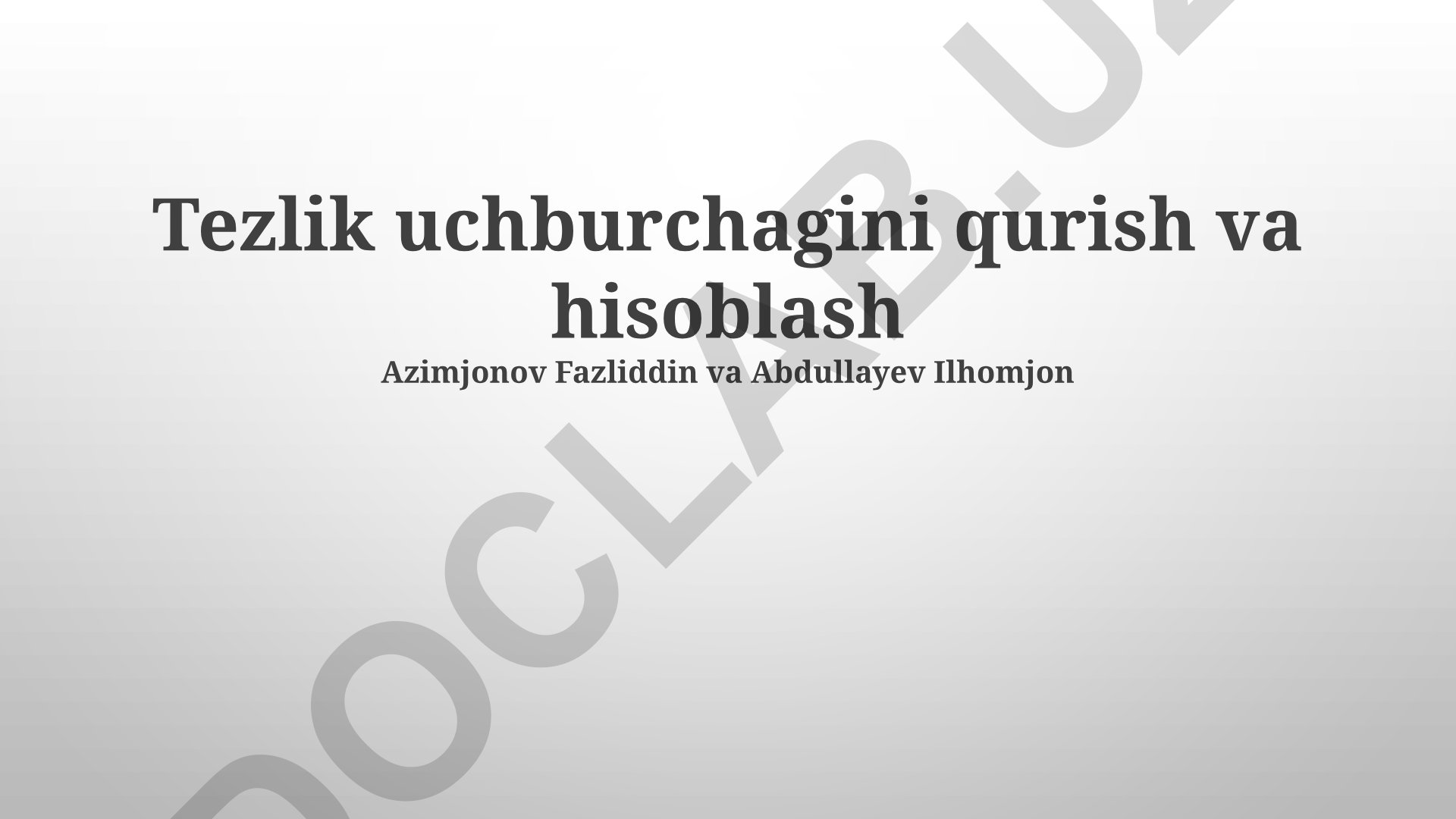 O'tkir burchakli uchburchakni qurish va hisoblash