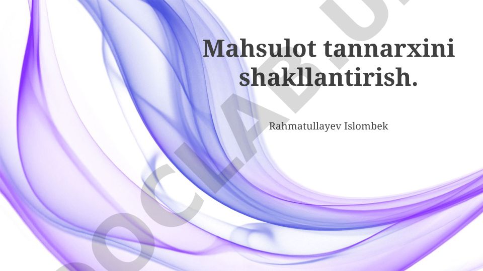 Mahsulot tannarxini shakllantirish va marketing strategiyasi