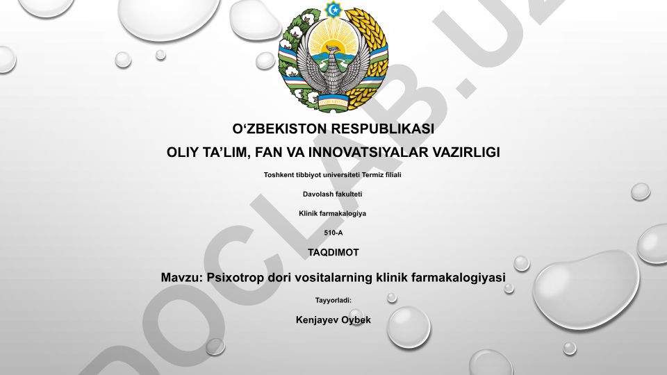 Psixotrop dori vositalarning klinik farmakalogiyasi
