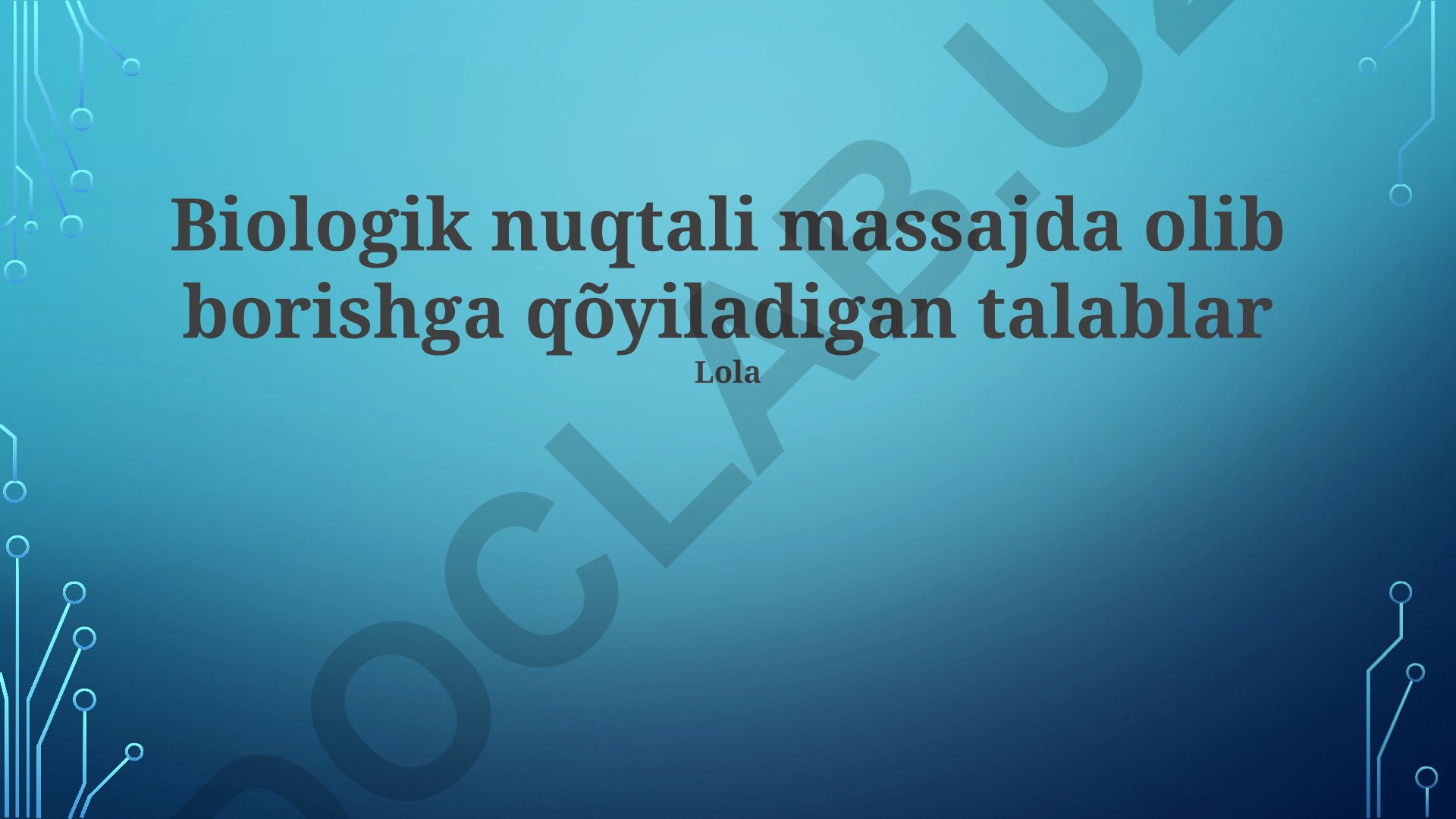 Biologik nuqtali massaj uchun talablar va xavfsizlik choralari