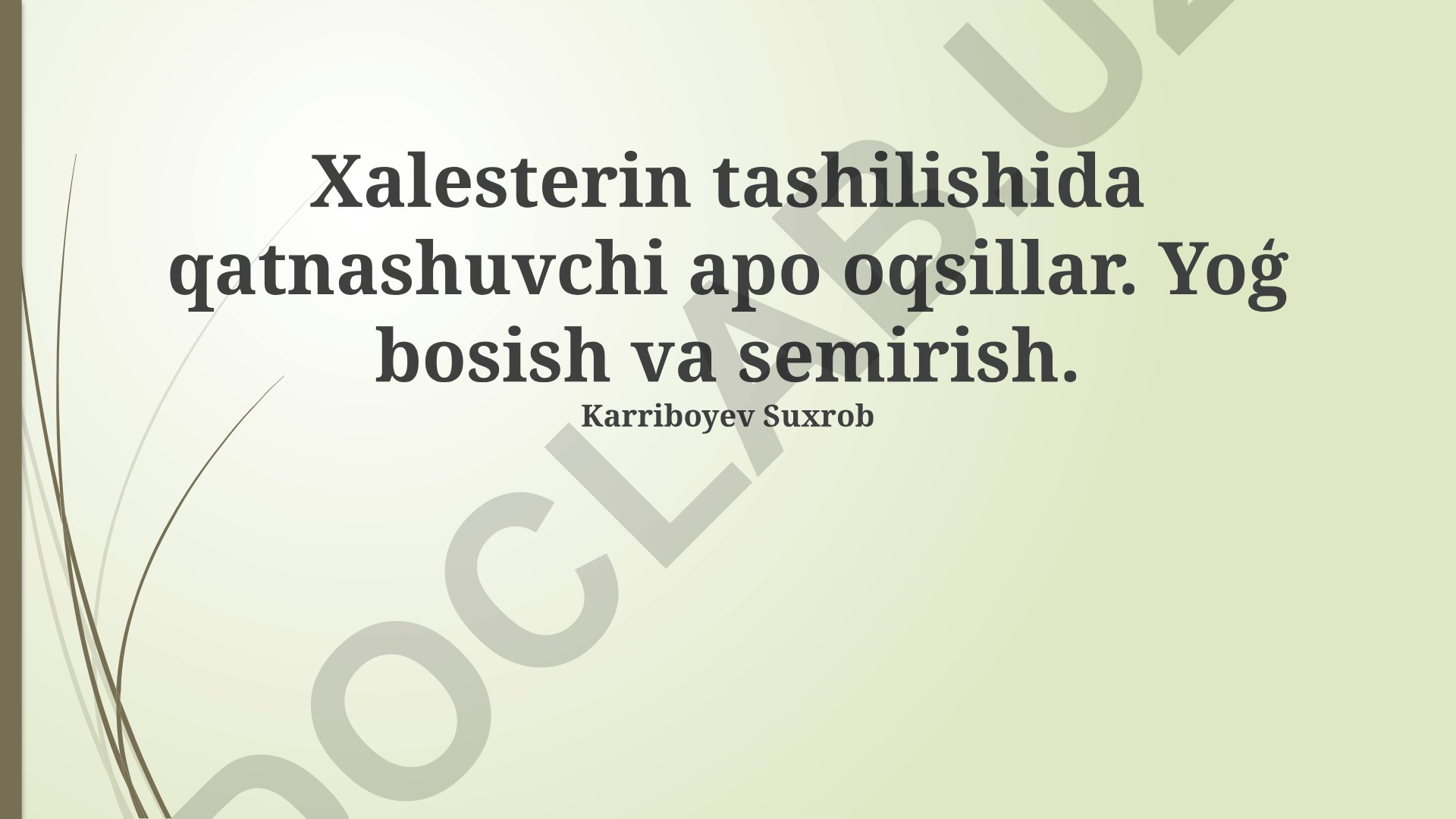 Semirish va xolesterin darajasi o'rtasidagi bog'liqlik
