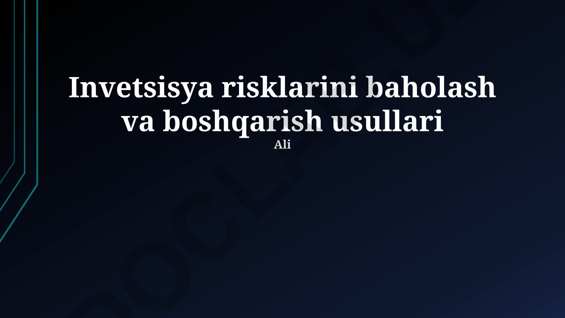 Investitsiya risklarini baholash va boshqarish usullari