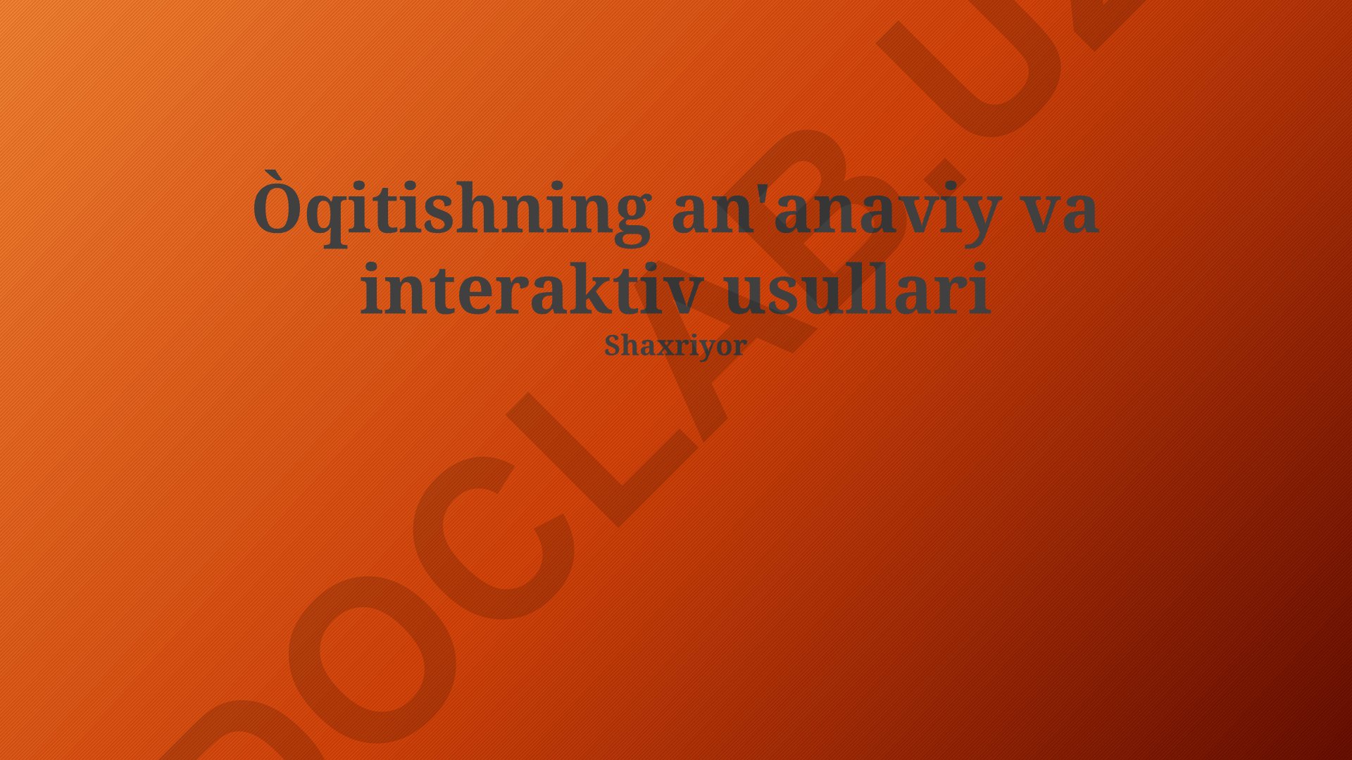 An'anaviy va interaktiv o'qitish usullarini solishtirish