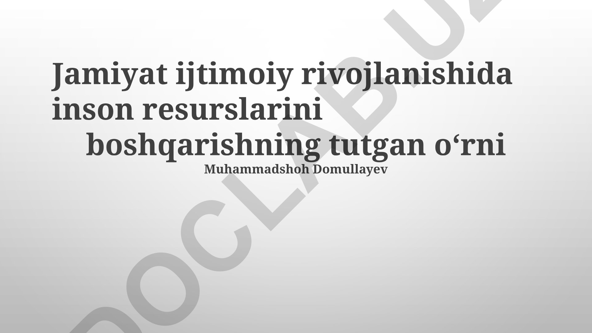 Inson resurslari boshqaruvi va ijtimoiy rivojlanish