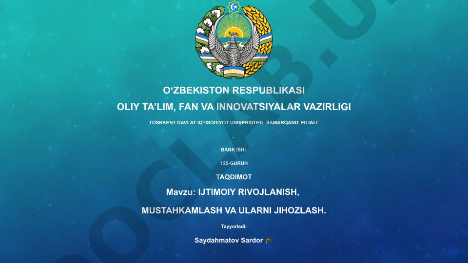 Ijtimoiy rivojlanish, mustahkamlash va ularni jihozlash