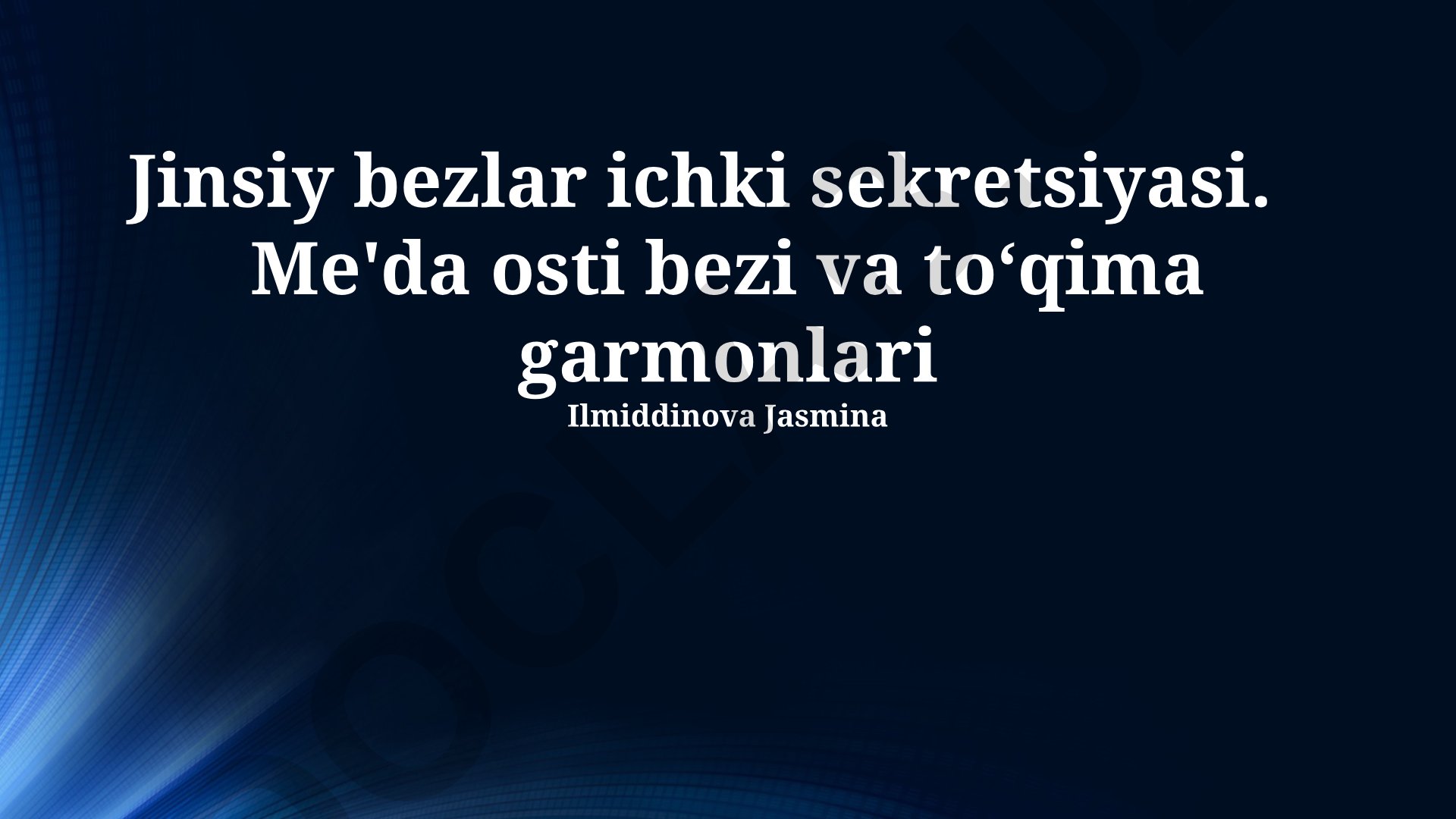 Jinsiy bezlar ichki sekretsiyasi va to'qima gormonlari