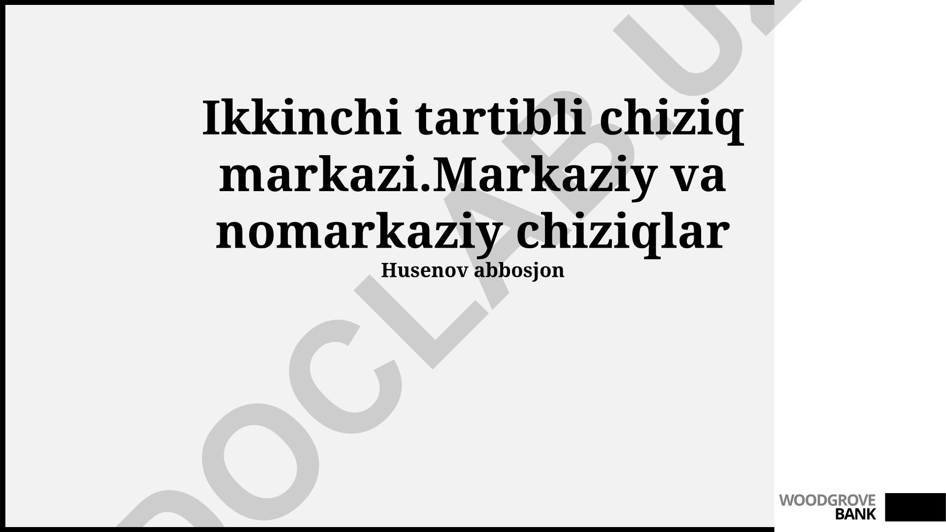 Ikkinchi tartibli chiziq markazi va markaziy egri chiziqlar