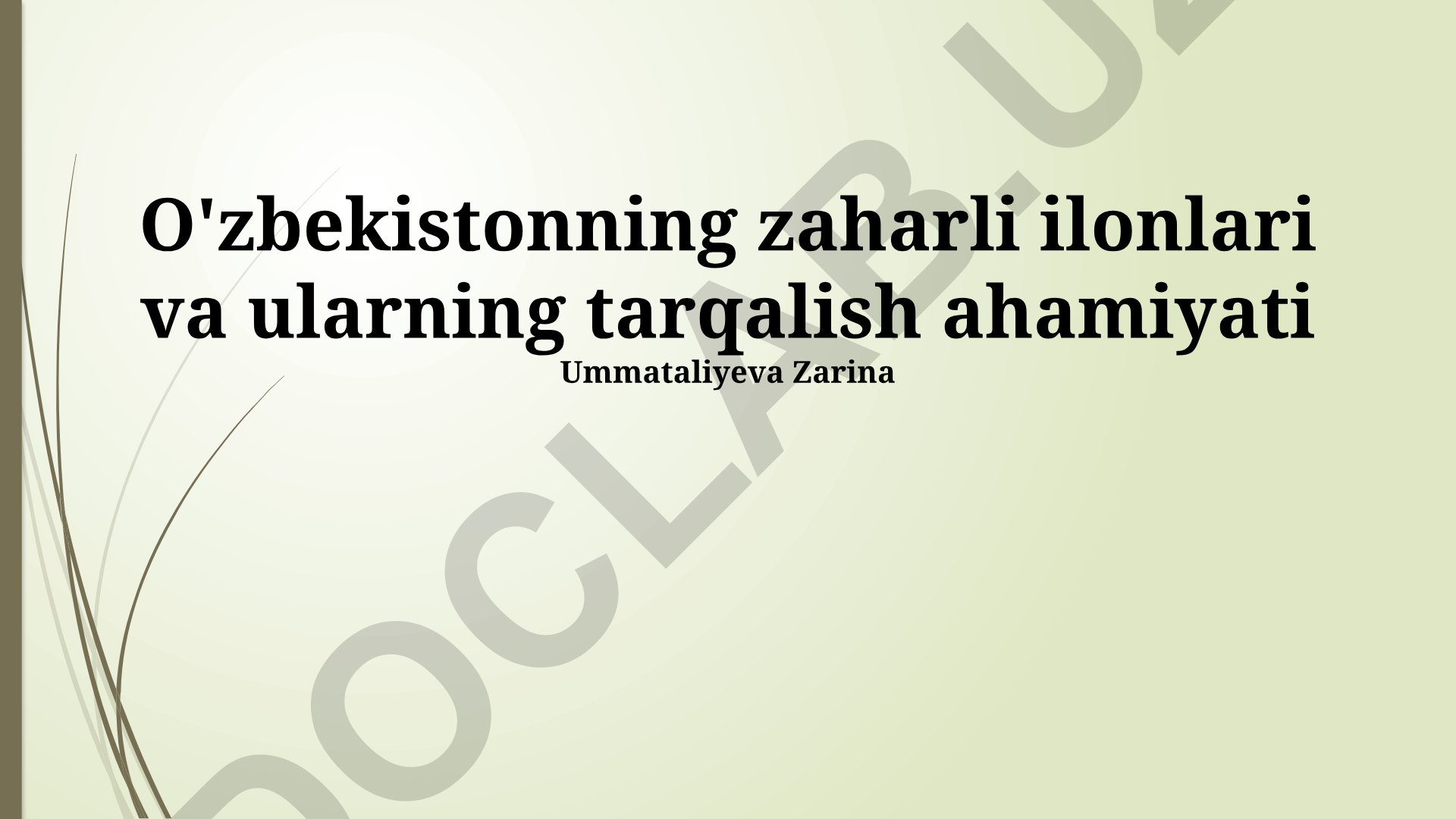 O'zbekistonning zaharli ilonlari va ularning tarqalish ahamiyati