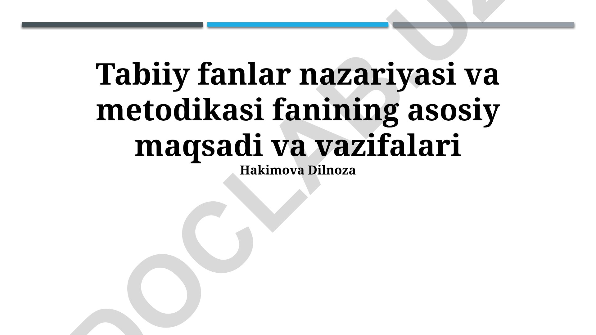 Tabiiy fanlar nazariyasi va metodikasi asoslari
