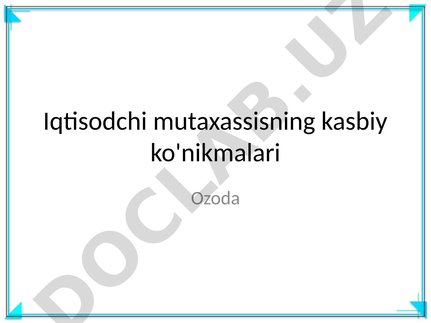Iqtisodchi mutaxassisning kasbiy ko'nikmalari