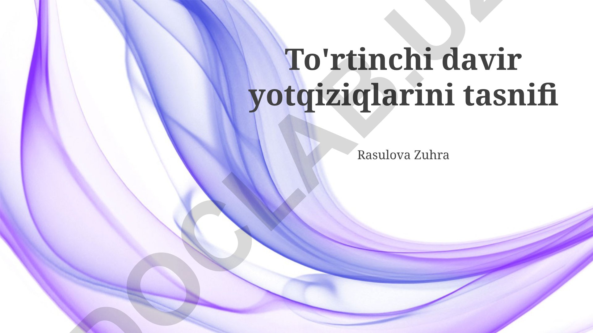 To'rtinchi davr yotqiziqlari va konlarining tasnifi