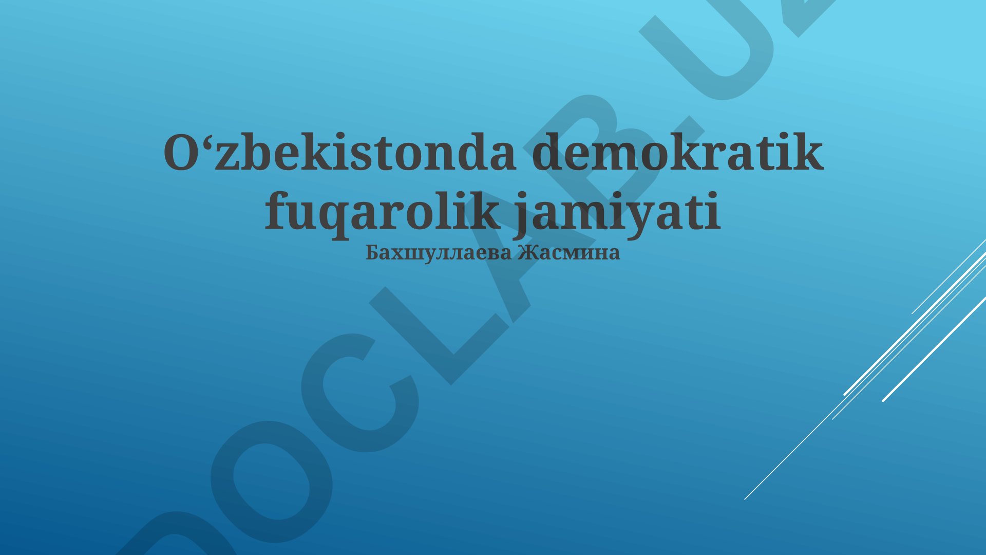 O‘zbekistonda demokratik fuqarolik jamiyati