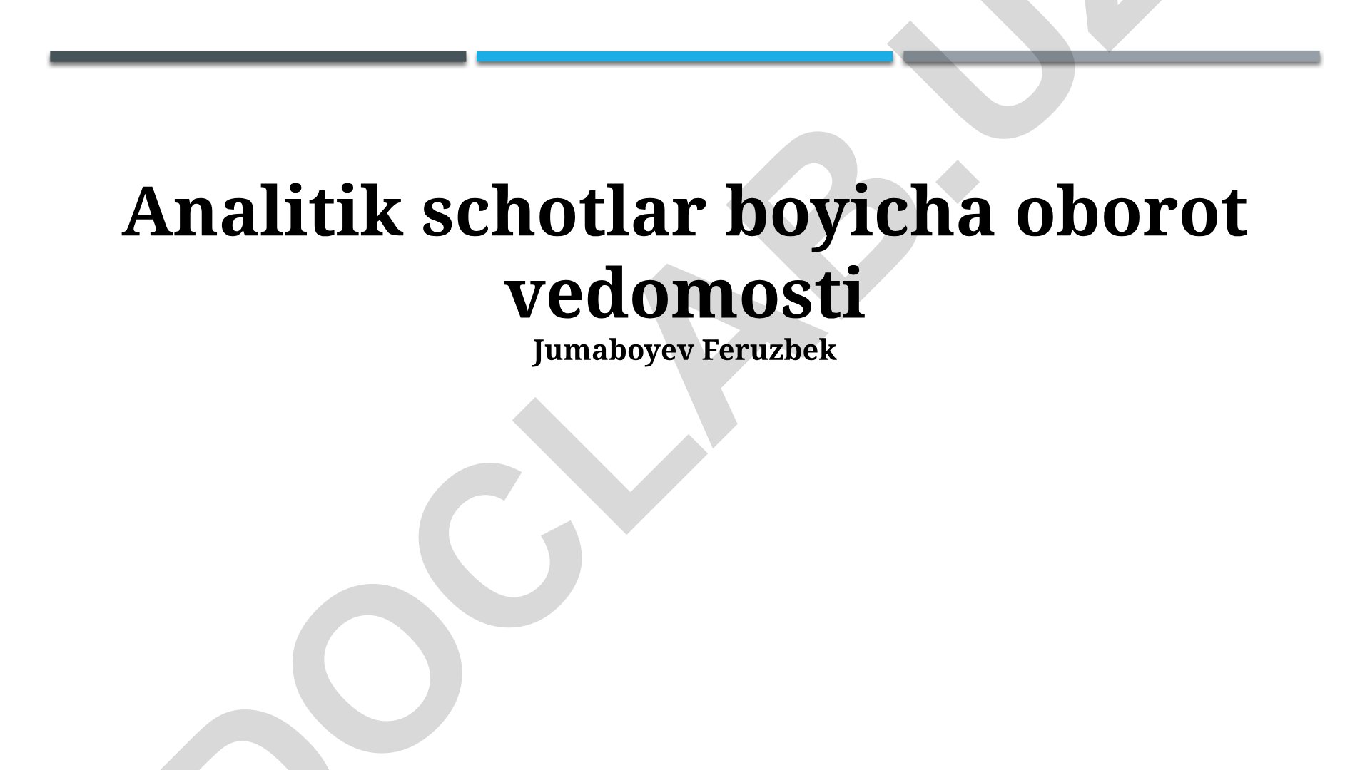 Analitik schotlar bo'yicha oborot vedomosti