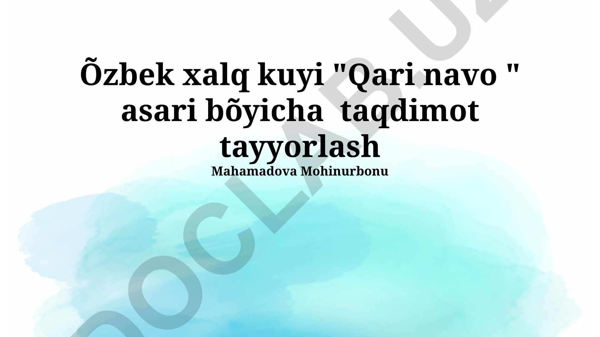 O'zbek xalq kuyi "Qari navo" asari bo'yicha taqdimot