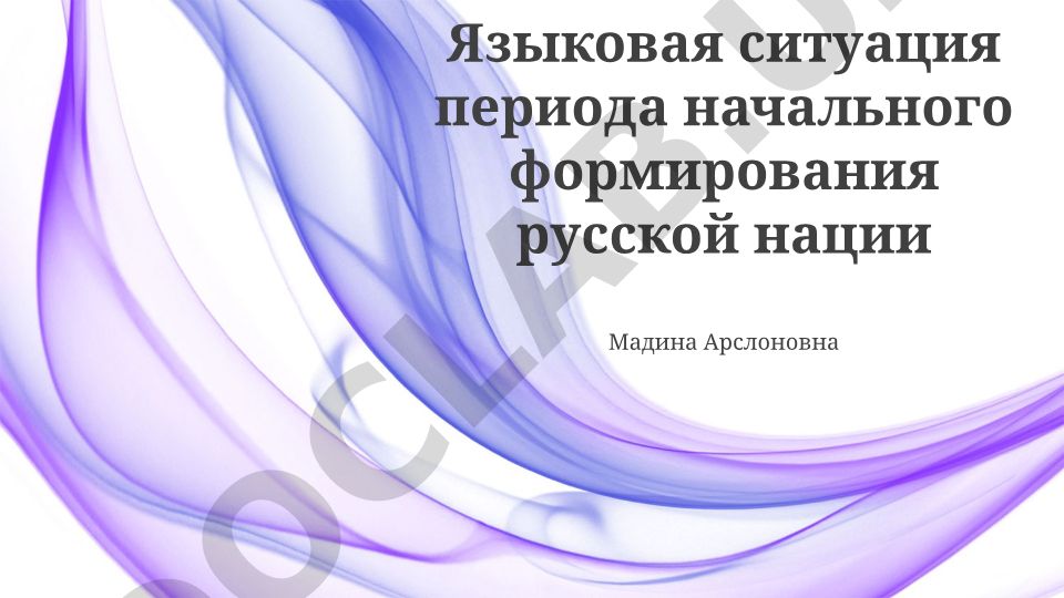 Языковая ситуация периода начального формирования русской нации