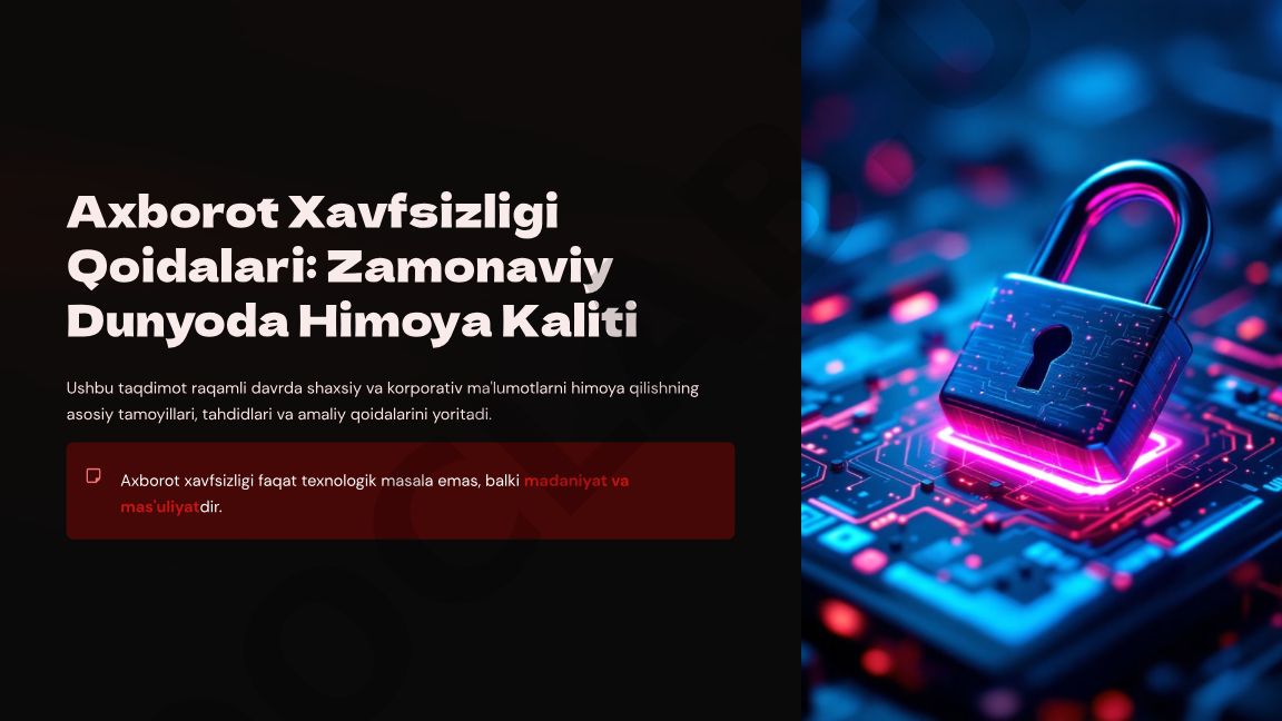 Axborot Xavfsizligi Qoidalari: Zamonaviy Dunyoda Himoya Kaliti