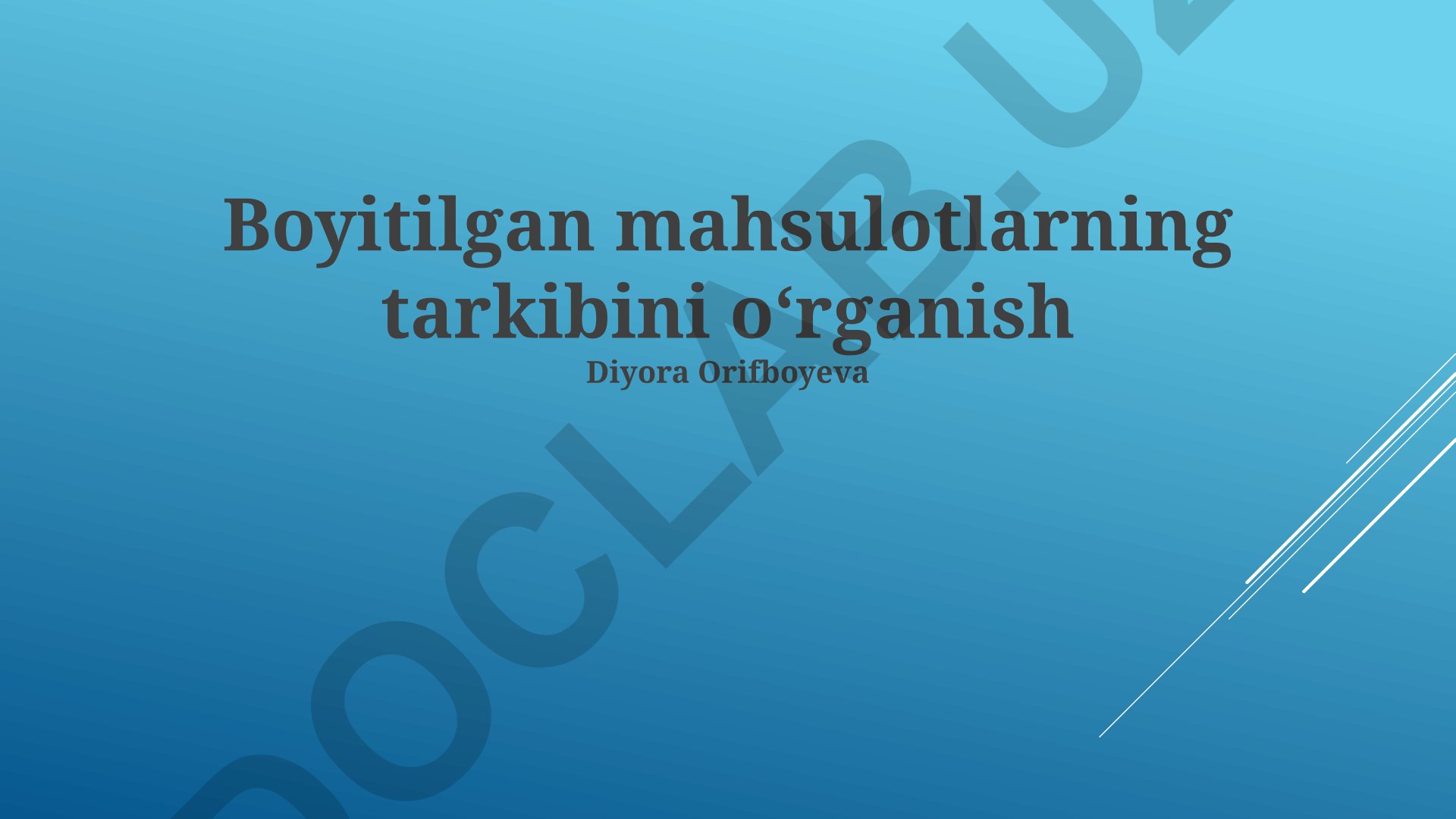 Boyitilgan mahsulotlarning tarkibini oʻrganish