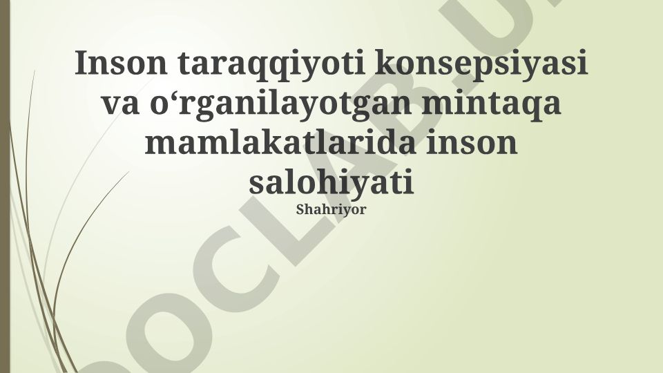 Inson taraqqiyoti konsepsiyasi va Oʻzbekistonda inson salohiyati