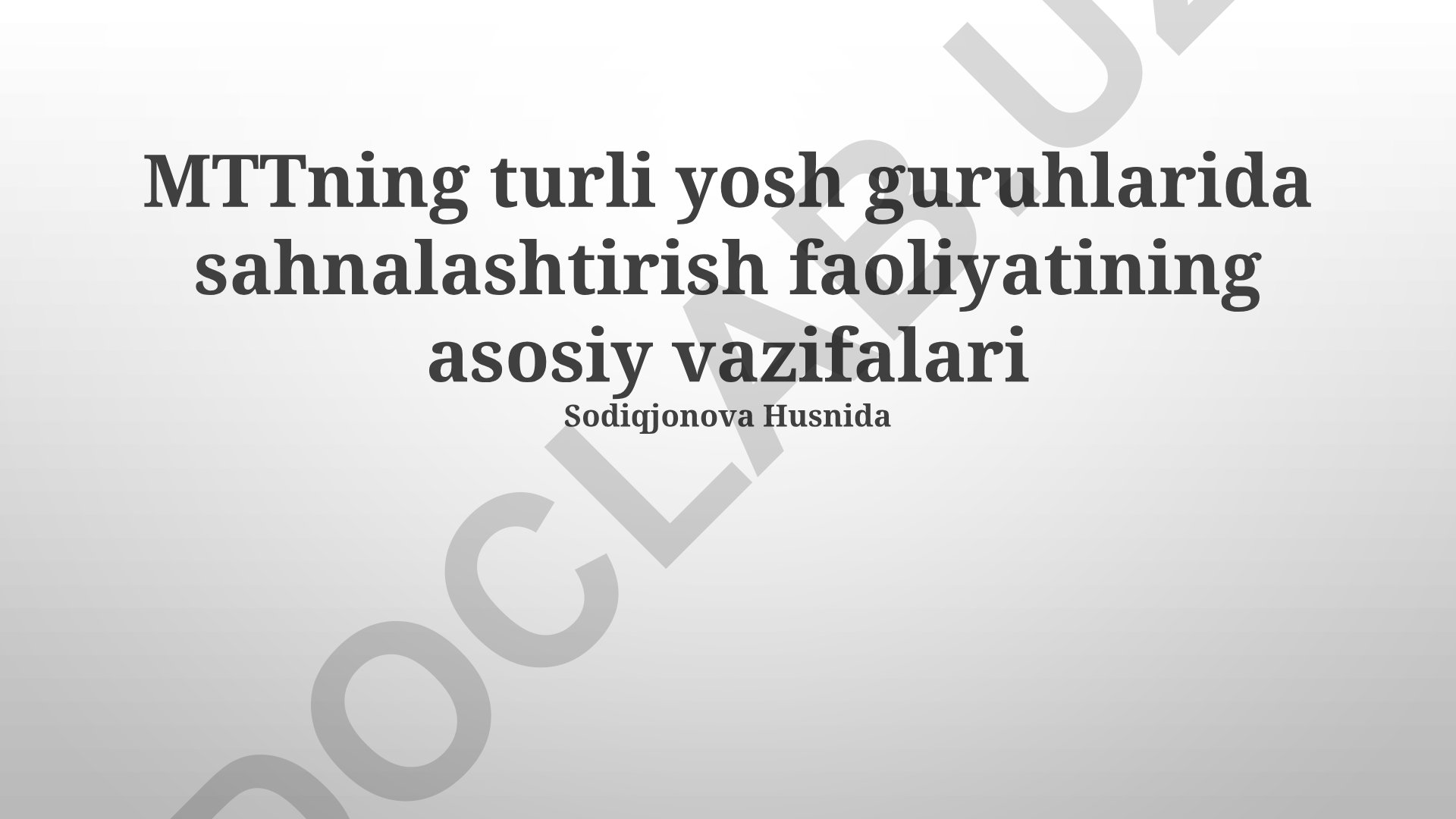 Turli yosh guruhlarida sahnalashtirish faoliyatining asosiy vazifalari