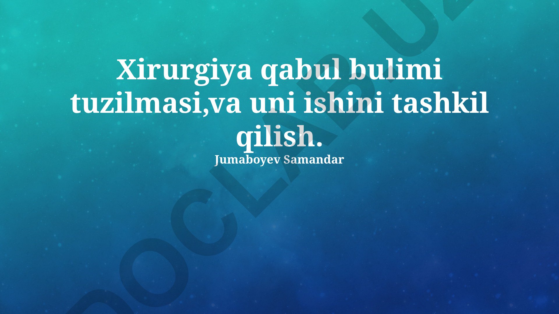 Jarrohlik qabul bo'limining tuzilishi va ishini tashkil qilish