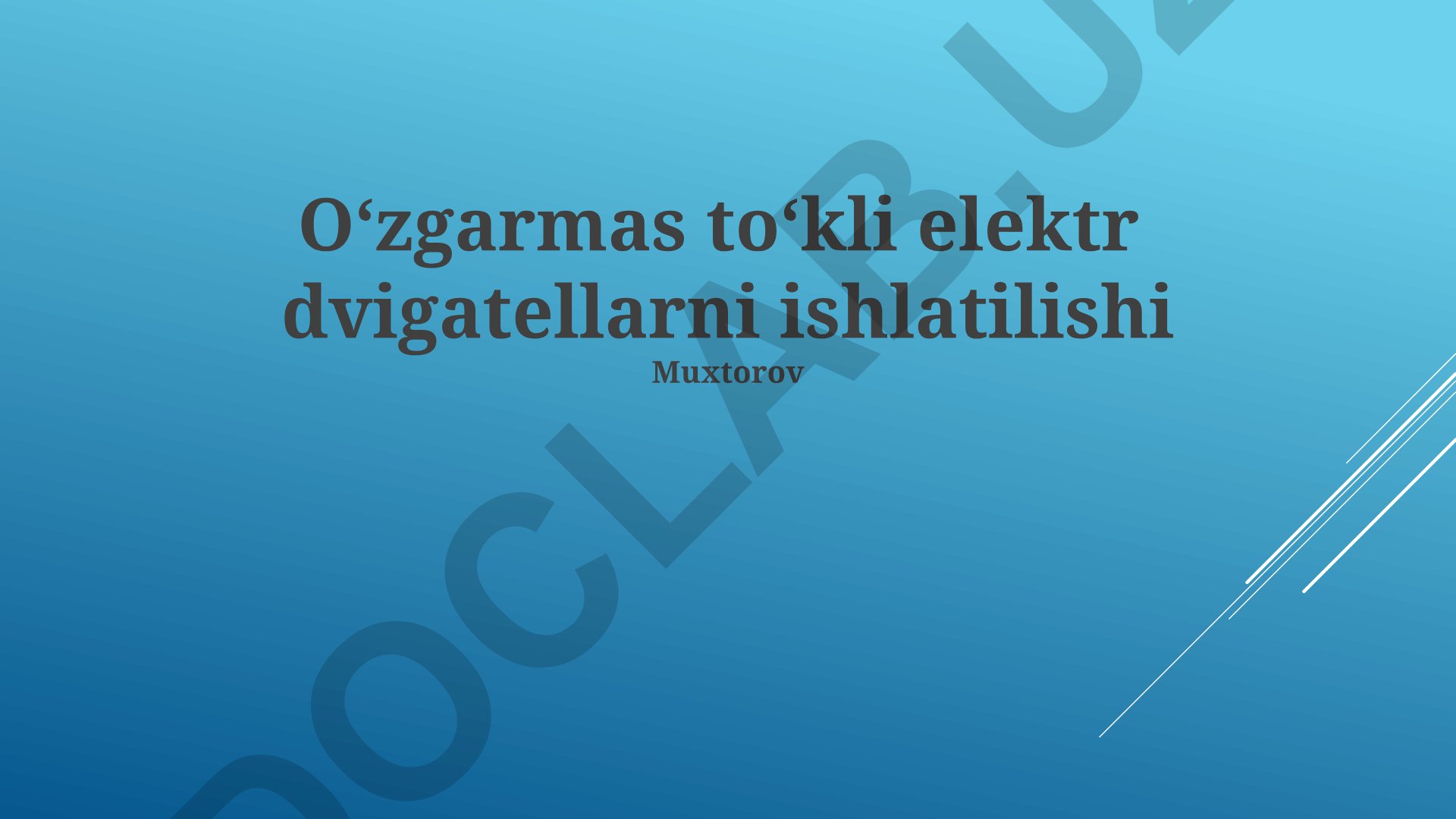 Doimiy qo'zg'alishli DC motorlarning boshqarilishi, qo'llanilishi va texnik xizmati