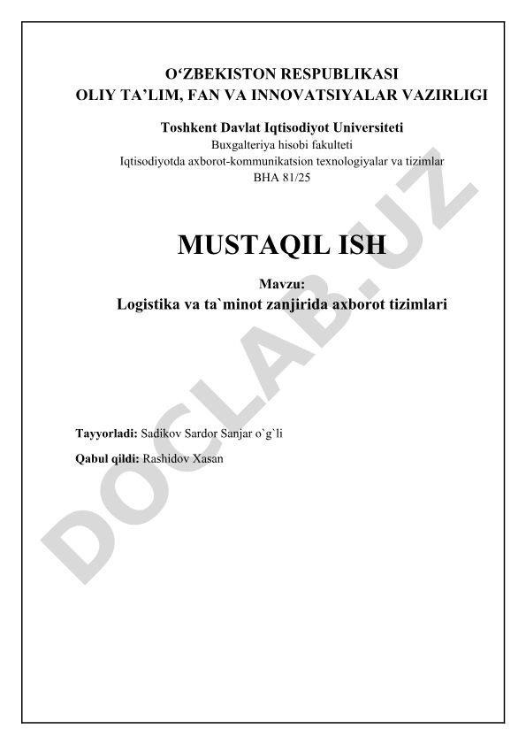 Logistika va ta'minot zanjirida axborot tizimlari