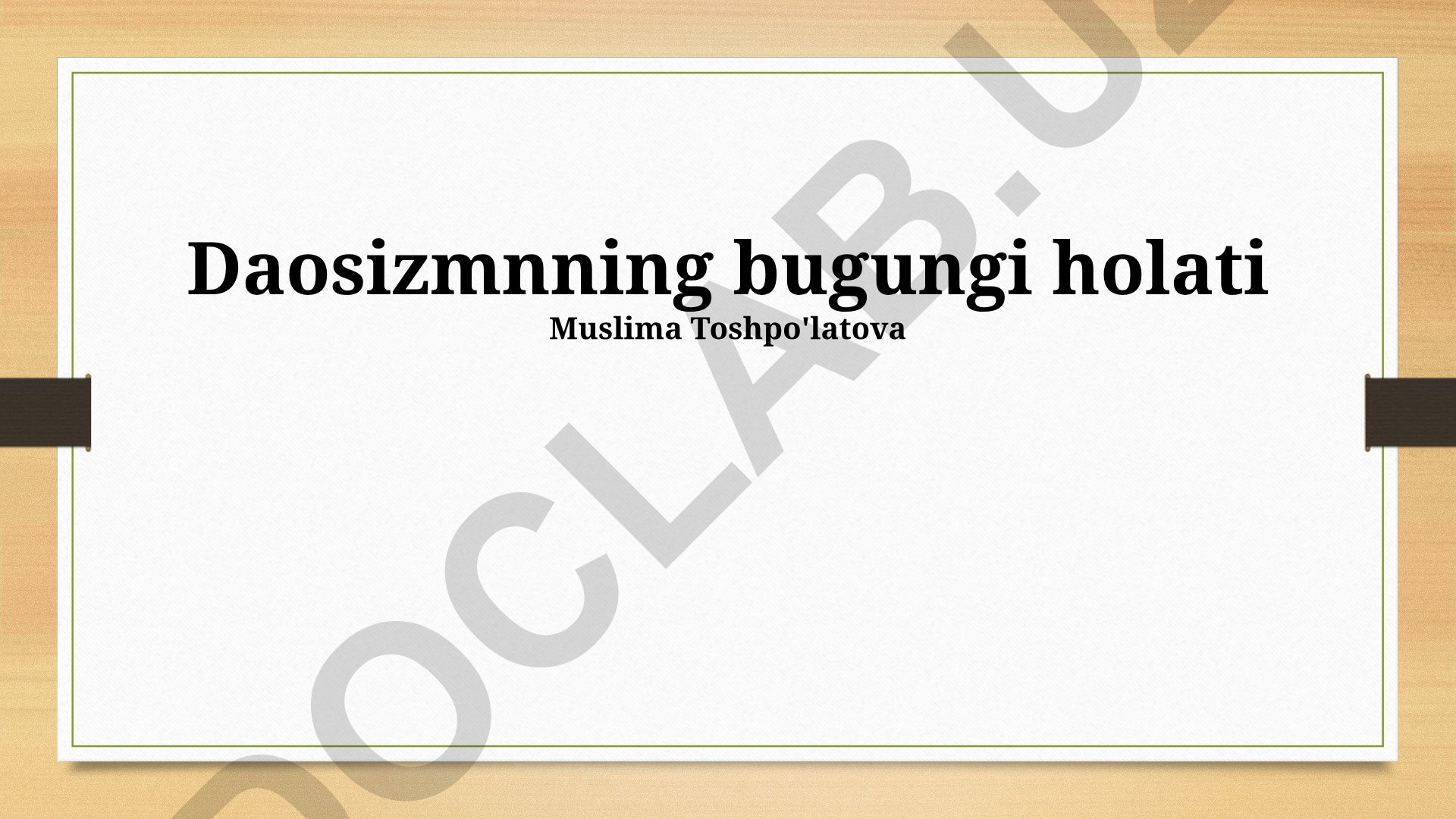 Daoizmning bugungi holati va ahamiyati