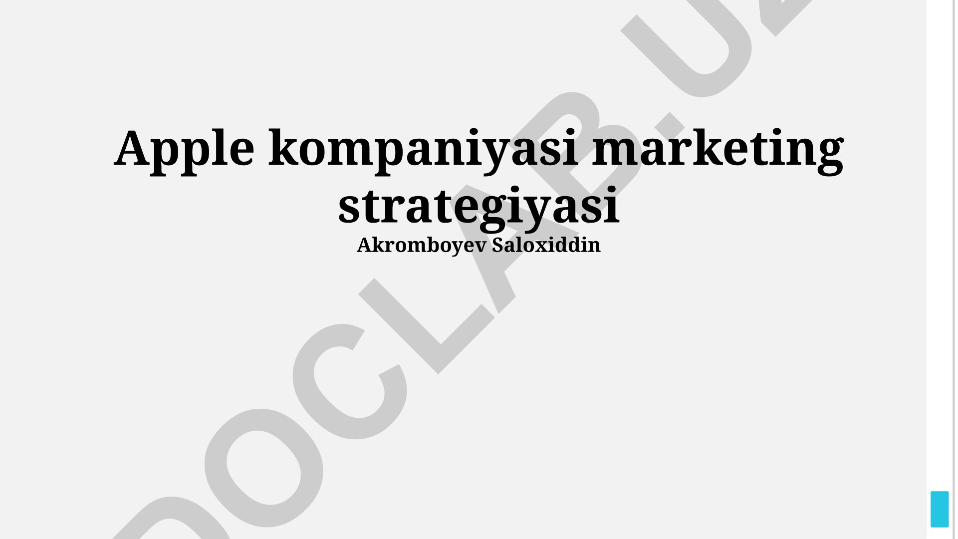 Apple kompaniyasi marketing strategiyasi