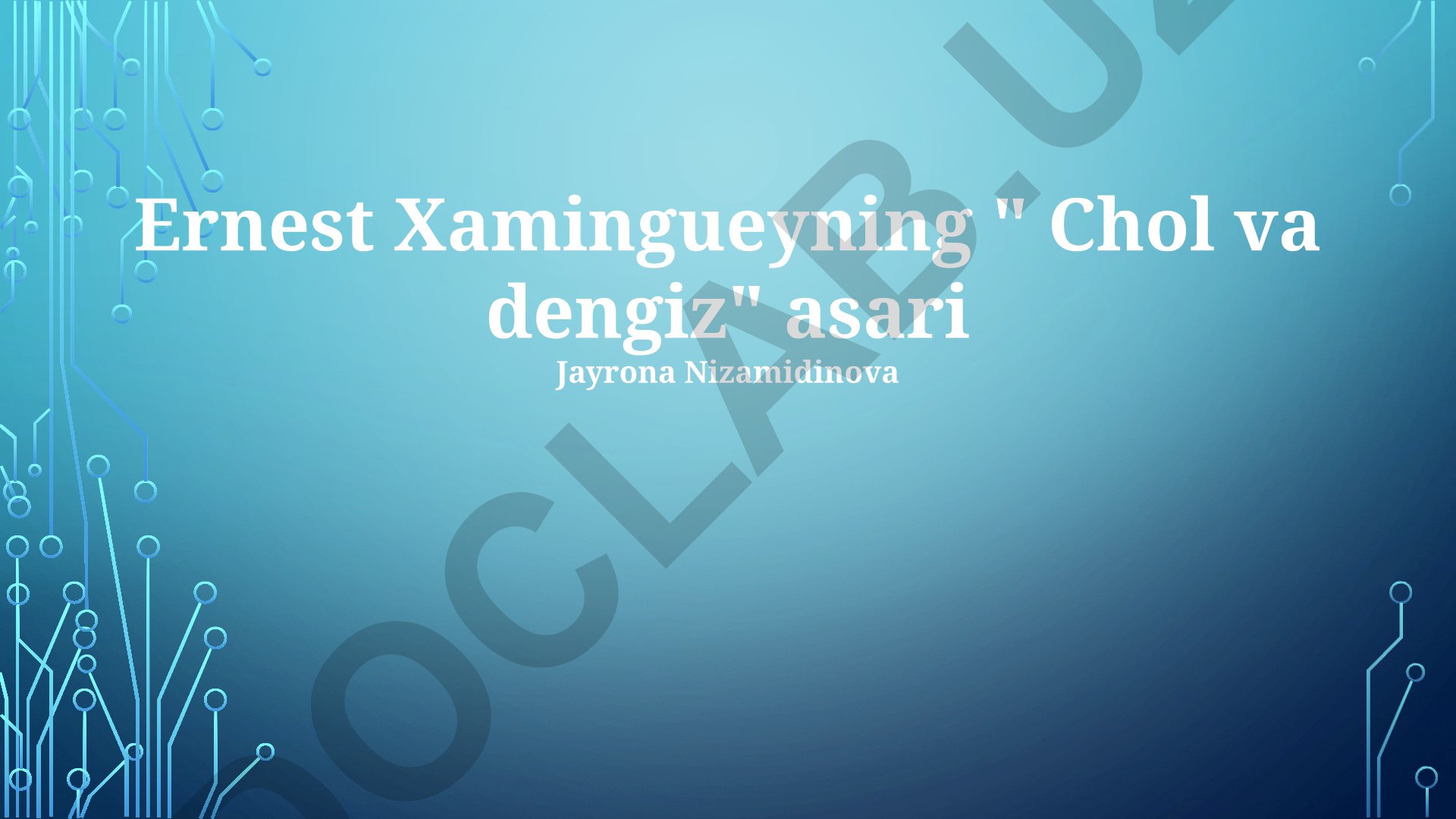 Ernest Xemingueyning "Chol va dengiz" asari tahlili