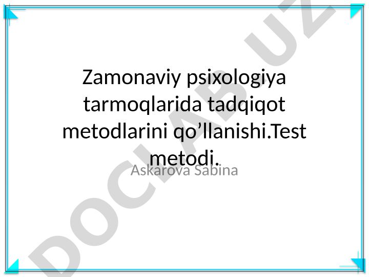 Zamonaviy psixologiya tarmoqlarida tadqiqot metodlarini qo'llanishi