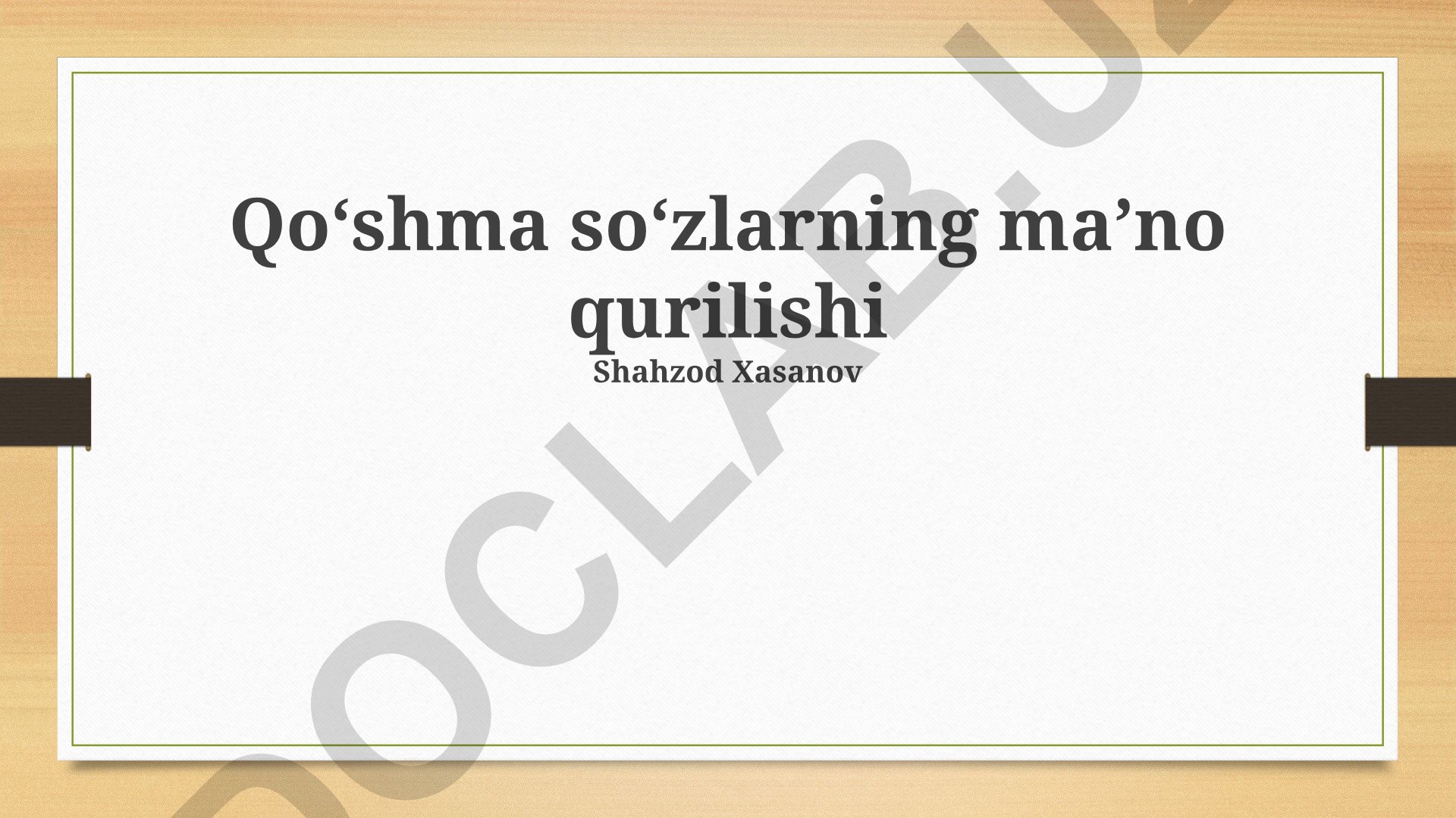 Qoʻshma soʻzlarning semantik tuzilishi va munosabatlari