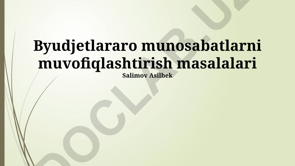 Byudjetlararo munosabatlarni muvofiqlashtirish masalalari