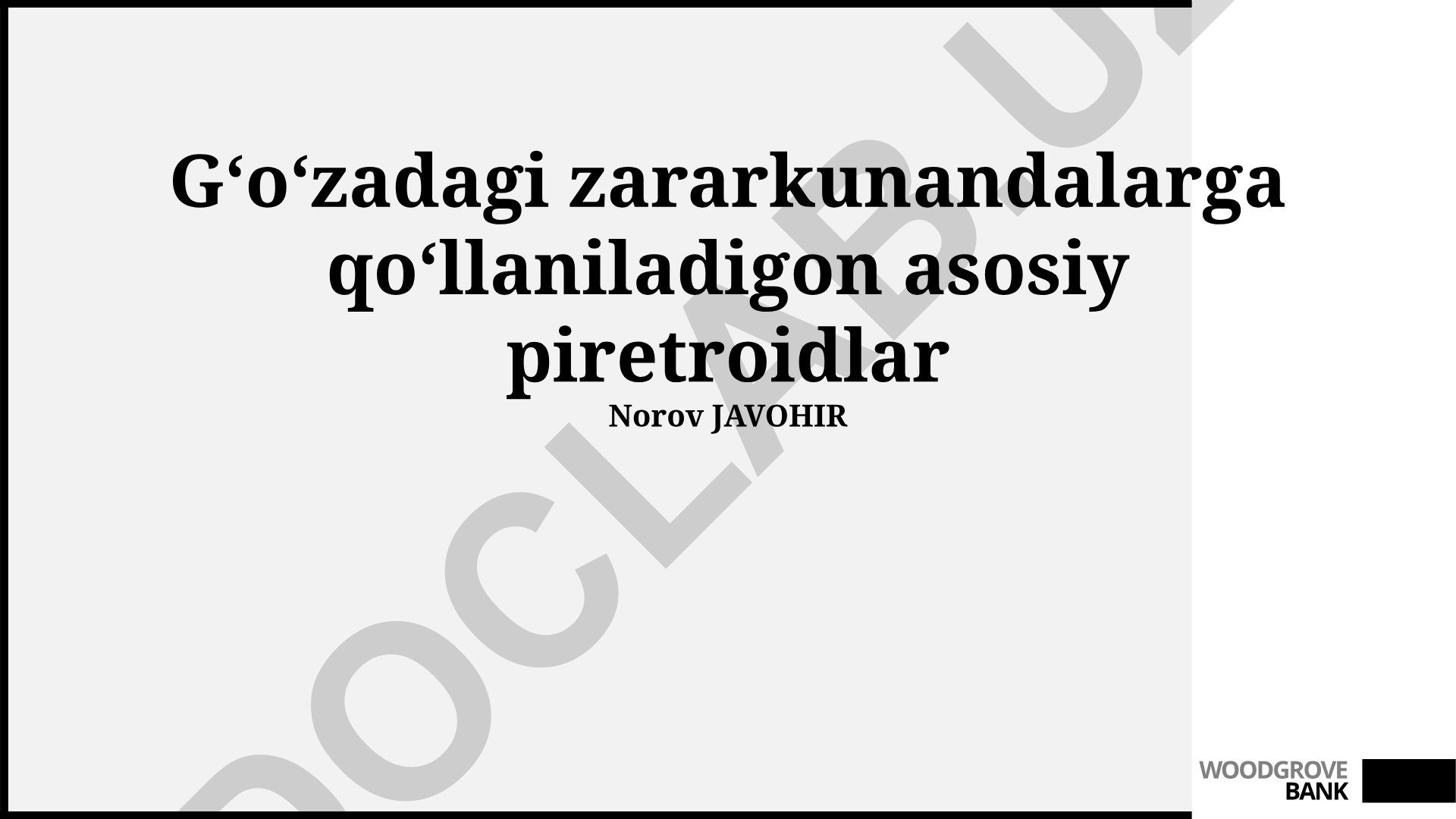 Gʻoʻzadagi zararkunandalarga qoʻllaniladigan asosiy piretroidlar