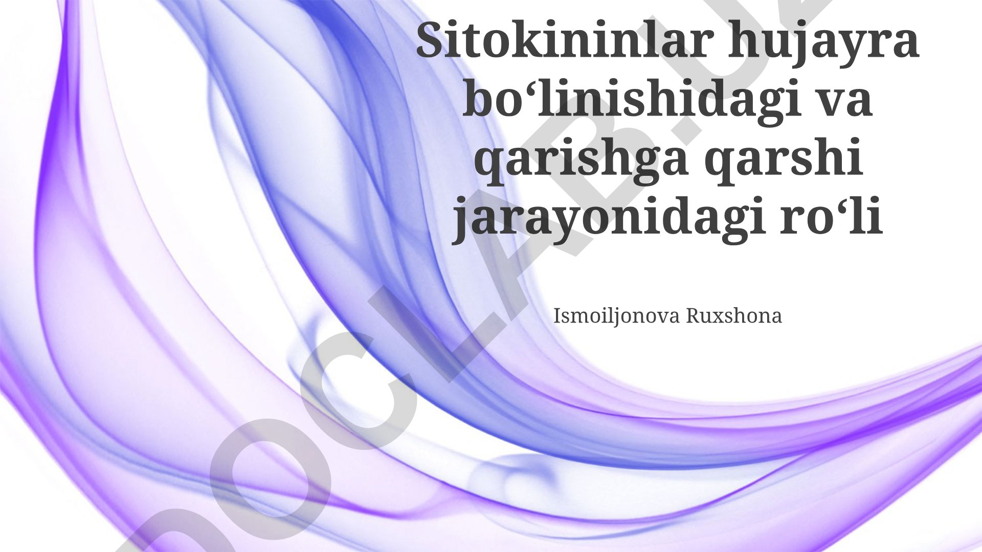 Sitokininlarning hujayra boʻlinishidagi va qarishga qarshi jarayonidagi roli
