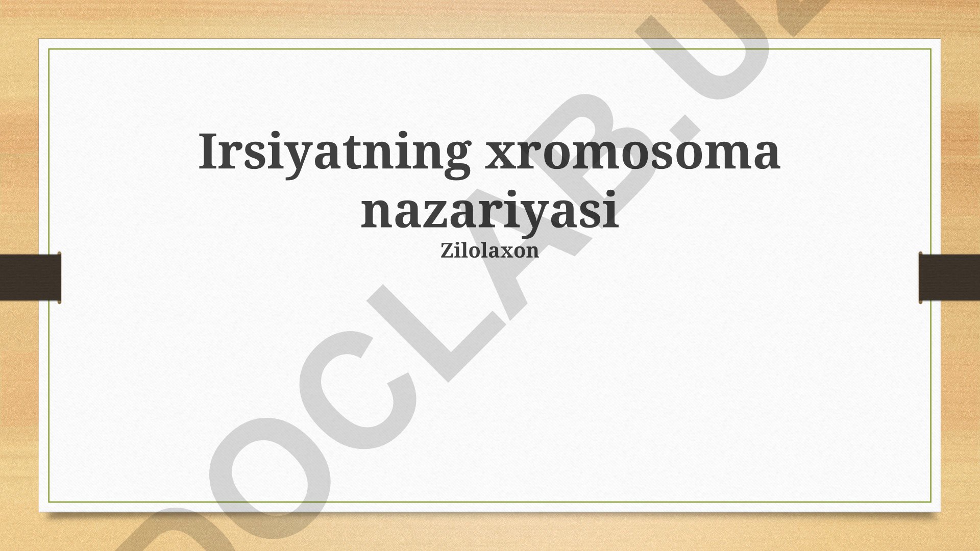 Irsiyatning xromosoma nazariyasi va jinsiy belgilarning meros bo'lishi