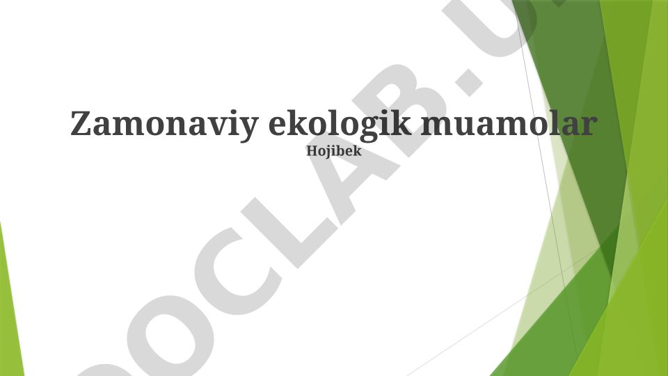 Zamonaviy ekologik muamolar