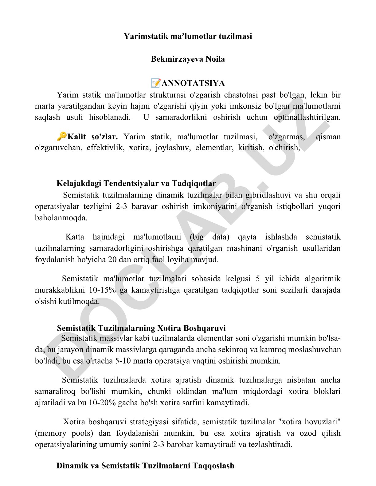 Yarimstatik maʼlumotlar tuzilmasi