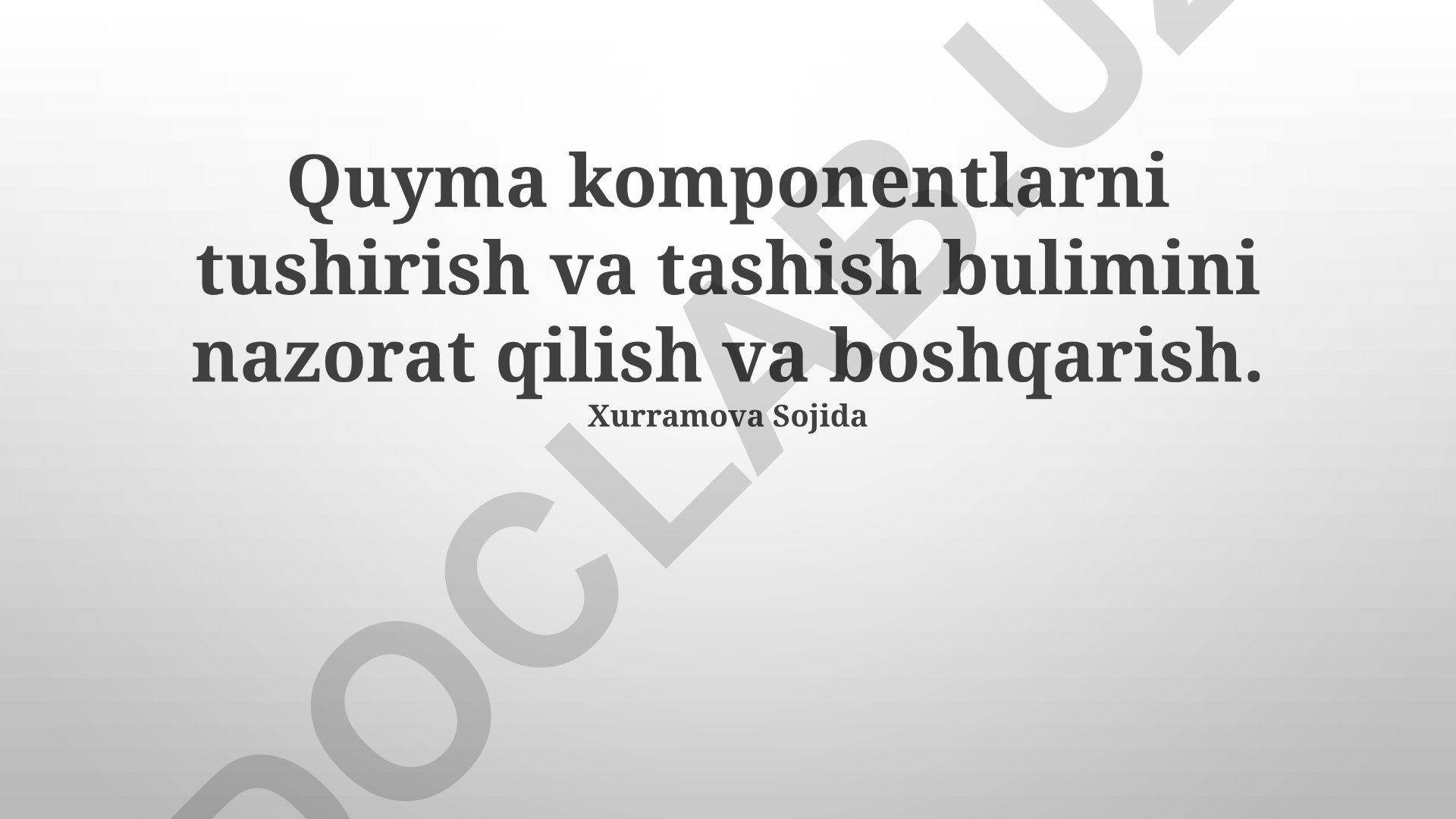 Sochiluvchan komponentlarni tashish va nazorat qilish