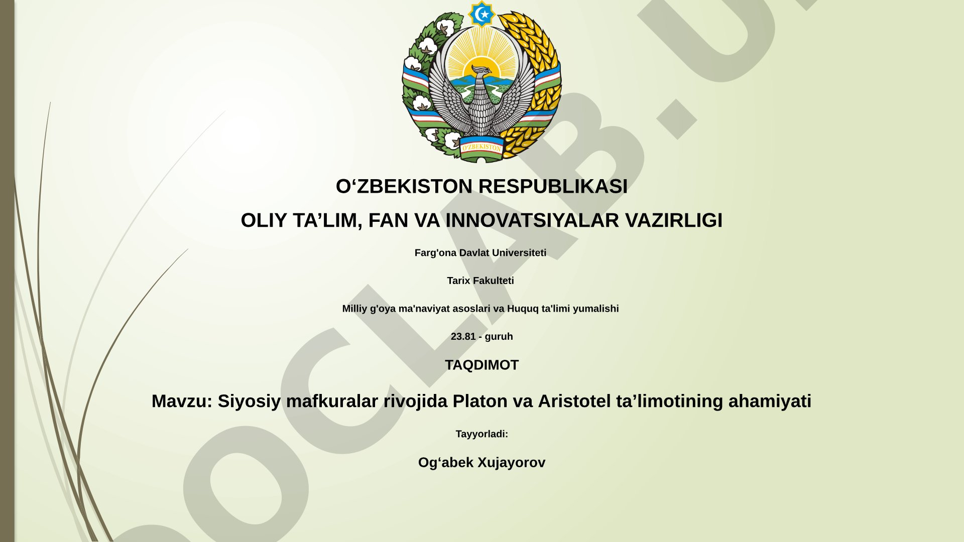 Siyosiy mafkuralar rivojida Platon va Aristotel ta'limotining ahamiyati