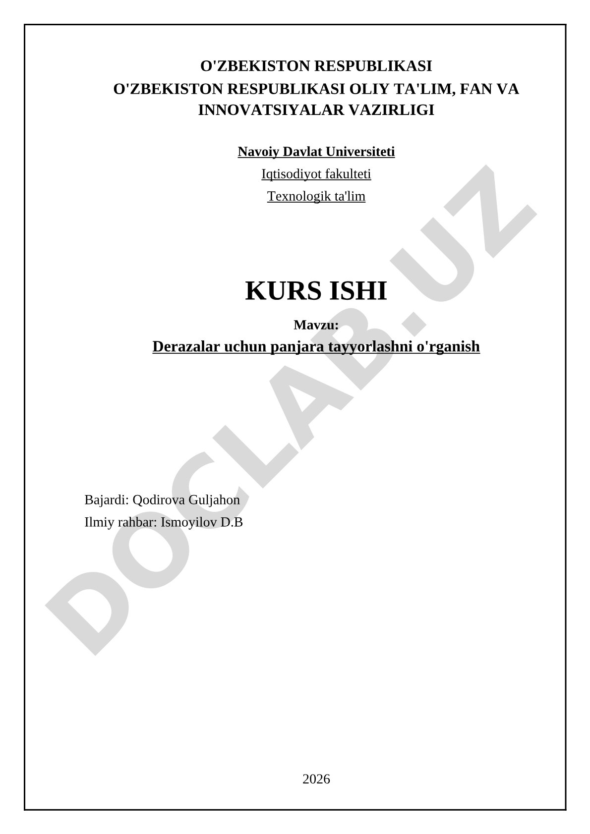 Derazalar uchun panjara tayyorlashni o'rganish