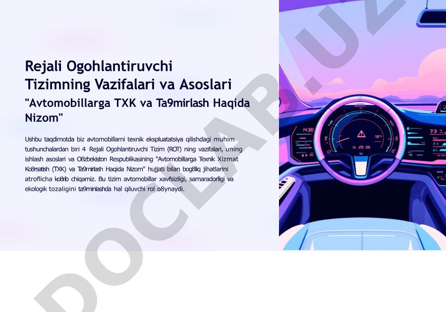 Rejali Ogohlantiruvchi Tizimning Vazifalari va Asoslari