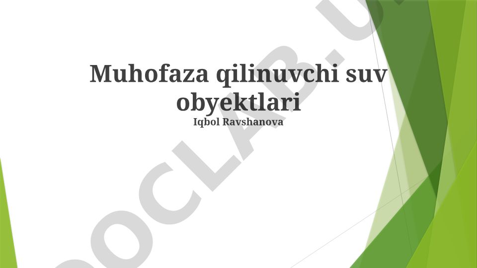 Muhofaza qilinuvchi suv obyektlari va himoya strategiyalari