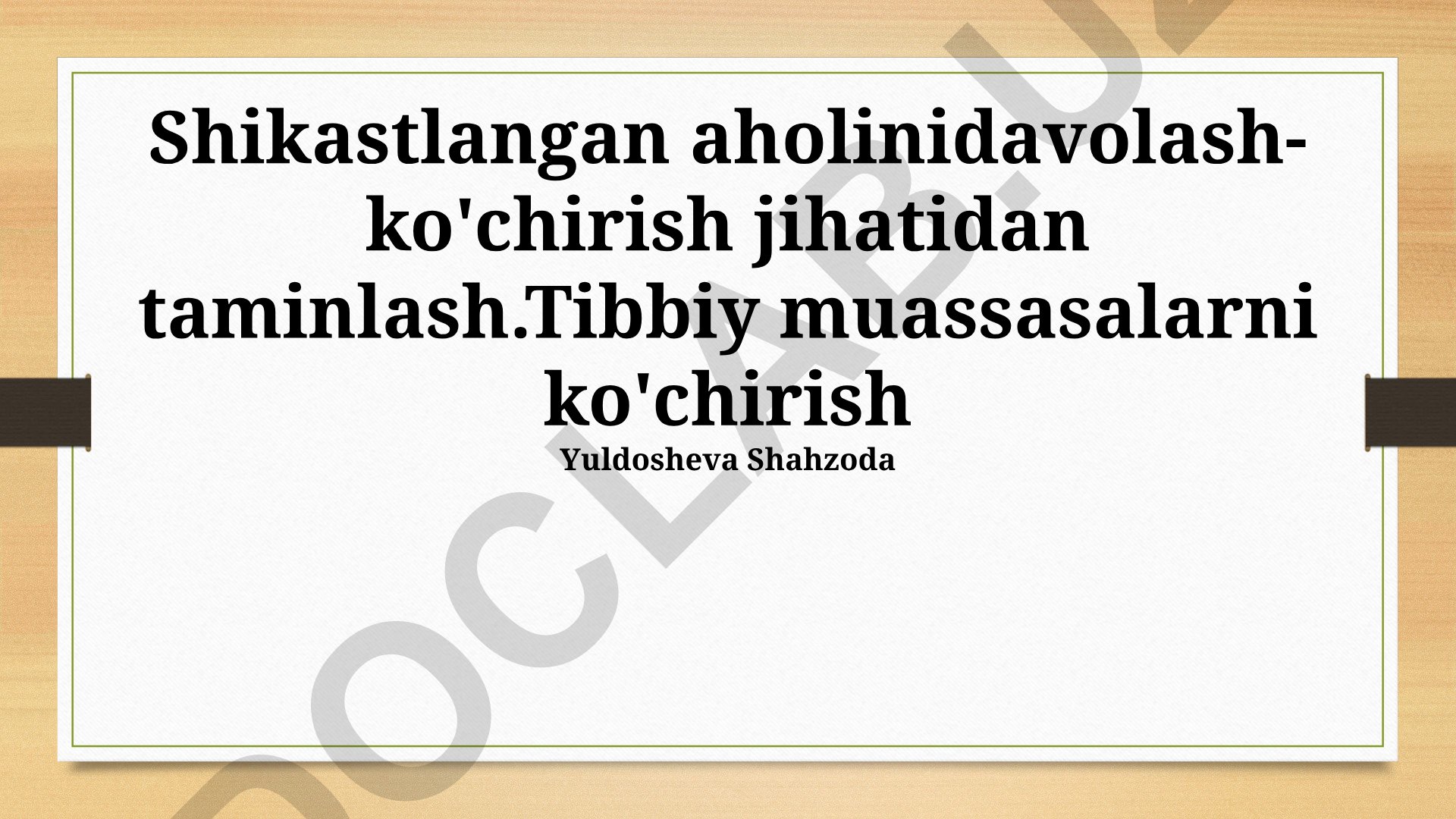 Shikastlangan aholini davolash-ko'chirish jihatidan taminlash