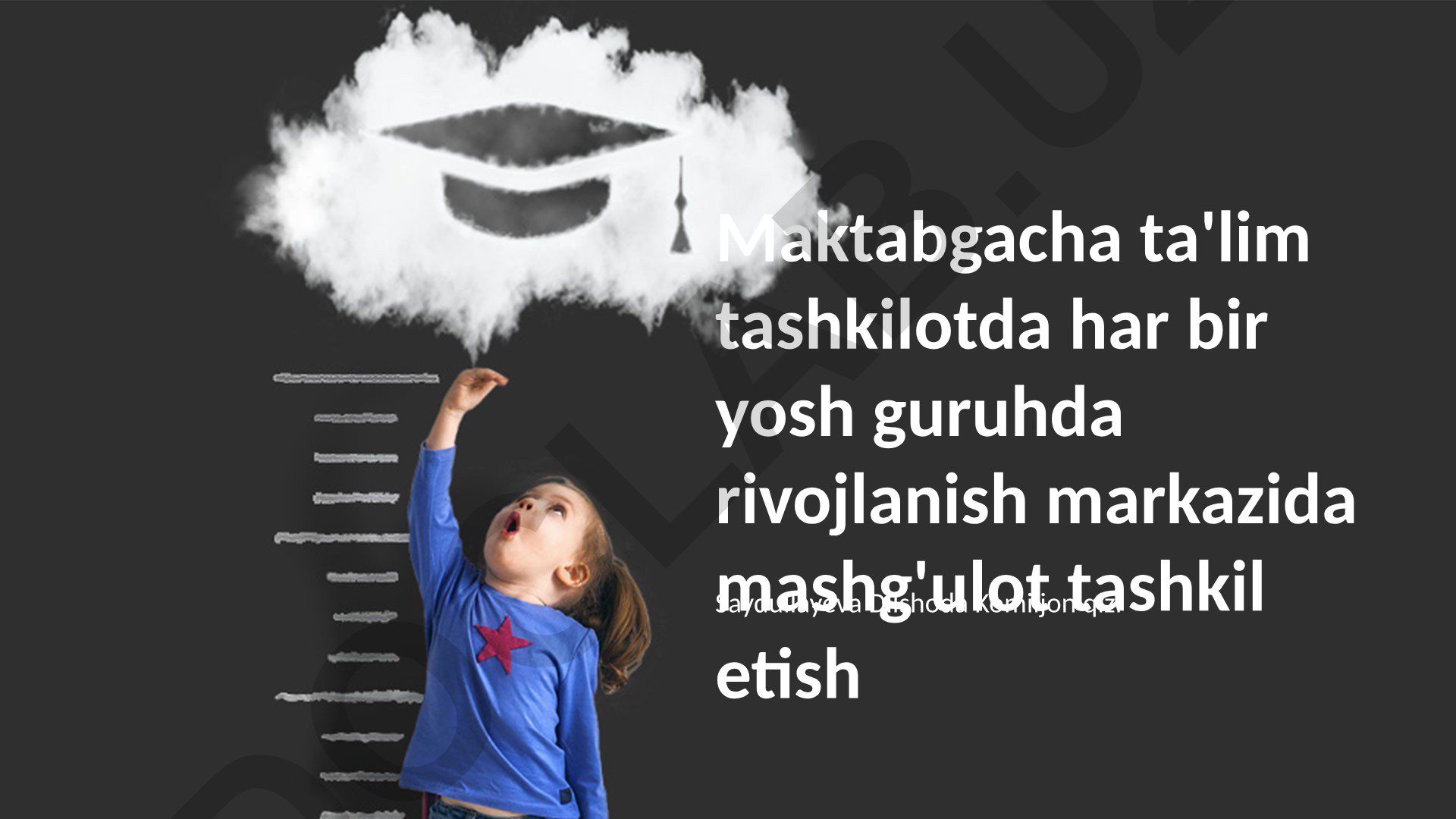 Maktabgacha ta'lim tashkilotida yosh guruhlarda rivojlanish markazida mashg'ulot tashkil etish