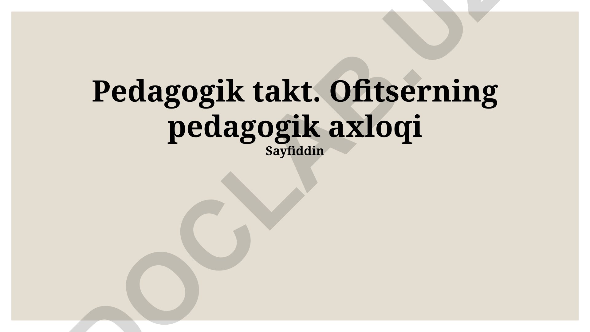 Ofitserning pedagogik axloqi va takti