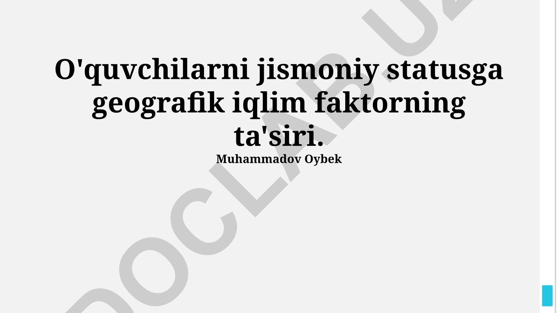 Geografik iqlim omillarning o'quvchilarning jismoniy holatiga ta'siri